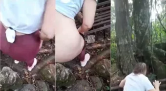 A Julia Von Muhlen despendeu a calça e virou o bundão pro cara no meio da floresta