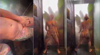 Andrea Rodas aparece em um vídeo picante exibindo seu bundão tatuado