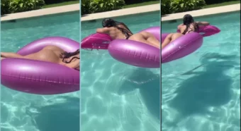 Jepinzon maravilhosa do OnlyFans aproveitando a piscina com o bundão lá em cima