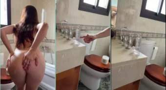 Neiva Mara exibindo seus peitão nus no banheiro enquanto se espalha creme