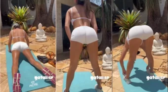 Nossa, olha essa brasileirinha de shortinho arrasando no exercício!