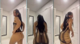 Catalina Gonzalez arrasa em um vestido preto transparente, se exibindo toda sua beleza