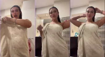 Cris Galera saboreando o corpo malhado e se jogando na cama