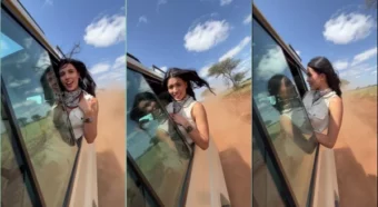 Hanna Miller saiu do carro exibindo os peitões