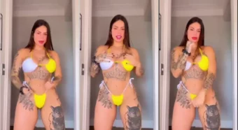 Anny Alves, uma morena tatuada e cheia de atitude, arrasando na dança com todo seu charme