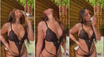 Camila Figueredo, uma delícia de calcinha preta, toda safada, saboreando sua bebida