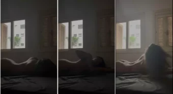 Emili Magnus no vídeo da manhã mostrando o bumbum