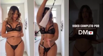 Laura Vanegas em um vídeo hot dando um trato na casa