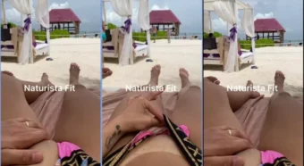 Naturista Fitness na área, gravando a xoxota!