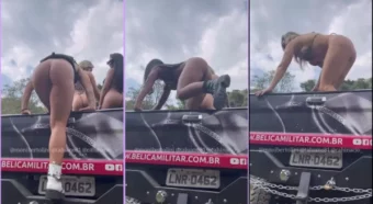 Taluane e suas amigas nuas na caminhonete
