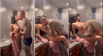 Tatuadão sem cabelo dando um trato na Gabriela Saleh, bem safadinha!