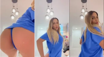 Vídeo da delícia da Sofia Lopes com um suéter azul