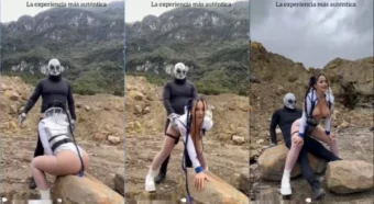 Vídeo da Kathrin3 no meio do terreno baldio se divertindo