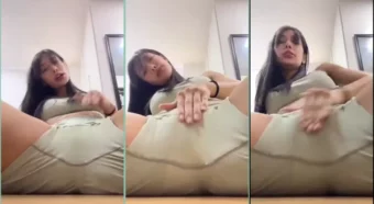 Com muita vontade, a Voulezj dá uma esfregadinha na sua bucetinha por cima do short
