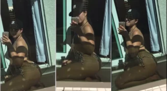 Lis Del Castilho gravando conteúdos de biquíni no OnlyFans