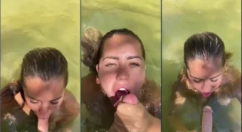 Alina Lopez se divertindo no lago com um drink bem gostoso