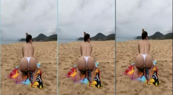 Kah Kampa de calcinha e nada mais na praia!