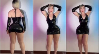 Verônica Obando, bem safadinha de vestido preto, arrasando no vídeo quente