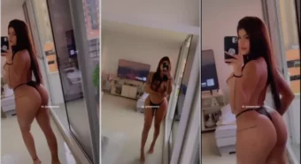 Vídeo da soytorres na frente do espelho, toda confiante e sem sutiã!