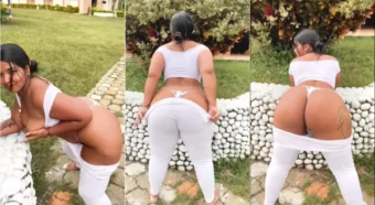 Vídeo ousado da Angieacoss se mostrando no jardim