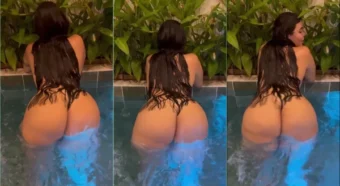 Daniela Arcila de biquíni na piscina