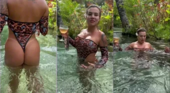 Esposa peladinha da Perfeitinha Dessinha se jogando no lago