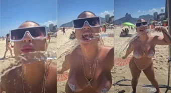 Juli Figueiro do OnlyFans se mostrando na praia