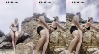 Priscila Krause aproveitando o clima quente na praia com o boy maroto