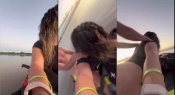 Vídeo da gata Emili Manus se divertindo em cima do jetski