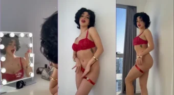 Vídeo da Kate, a magrinha sexy de calcinha vermelha no OnlyFans