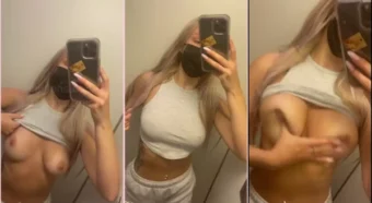 Exibindo os peitos no banheiro da academia, Zara Yasmin ousada