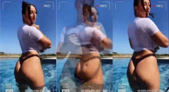 Joeyfisher fazendo a limpa na piscina, cheia de charme