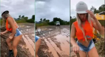 Maikelly, toda gata, arrasando no cosplay de operária da construção!