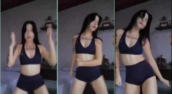 Mia Reid de bermudinha e cropped arrasando na dança