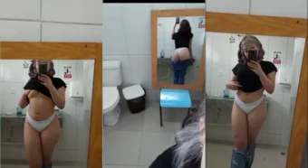 Gordinha deu uma escorregada na internet e acabou mostrando a bunda ao baixar a calça