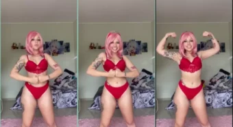 Kinechan tá deslumbrante só de calcinha e sutiã vermelhos!