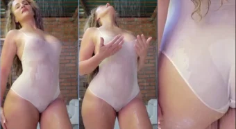 Loira gostosa Criss Geithner com um maiô todo encharcado