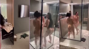 Rafaela Sumpani, a moreninha magra, tá rebolando no chuveiro cheia de charme!