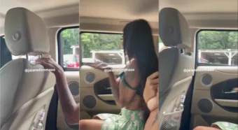 A Jaiane Limma e suas amigas estavam dando um rolê de carro sem sutiã, mostrando os peitos na maior liberdade