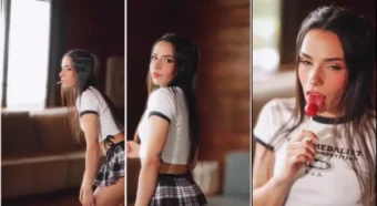 Noa Honey com um look de colegial bem travesso