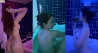 Professora Cibelly, toda sensual e de peitões, gravando um vídeo do corpão dela na banheira