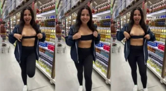 A EllenzinhaExib deu uma de exibicionista e acabou mostrando os peitões no mercado!