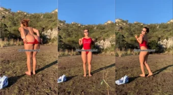Confere a Larissa Sumpani se despindo da calcinha no mato!