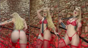 Liana Habas, a loira cheia de charme, arrasando de calcinha vermelha e com umseu Privacy irresistível