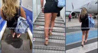 Lais exibindo a calcinha no avião