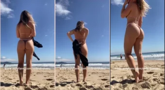 Lais, toda desinibida, mostrando suas curvas incríveis na praia!