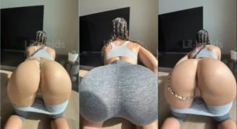 Registro da Lil Braids puxando a calcinha pra mostrar a bunda e a xoxota