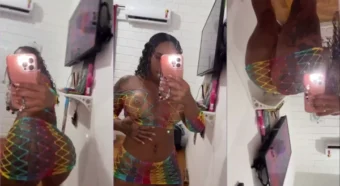 Allanna Jhessy dando uma sambadinha na frente do espelho