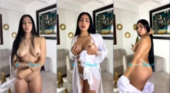 Karen Parra dando risada e se jogando numa dança sem roupa