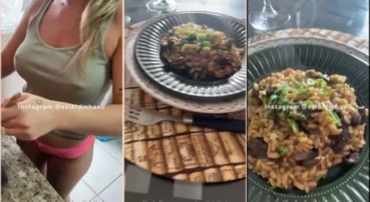 Lais, toda safada, preparando o rango